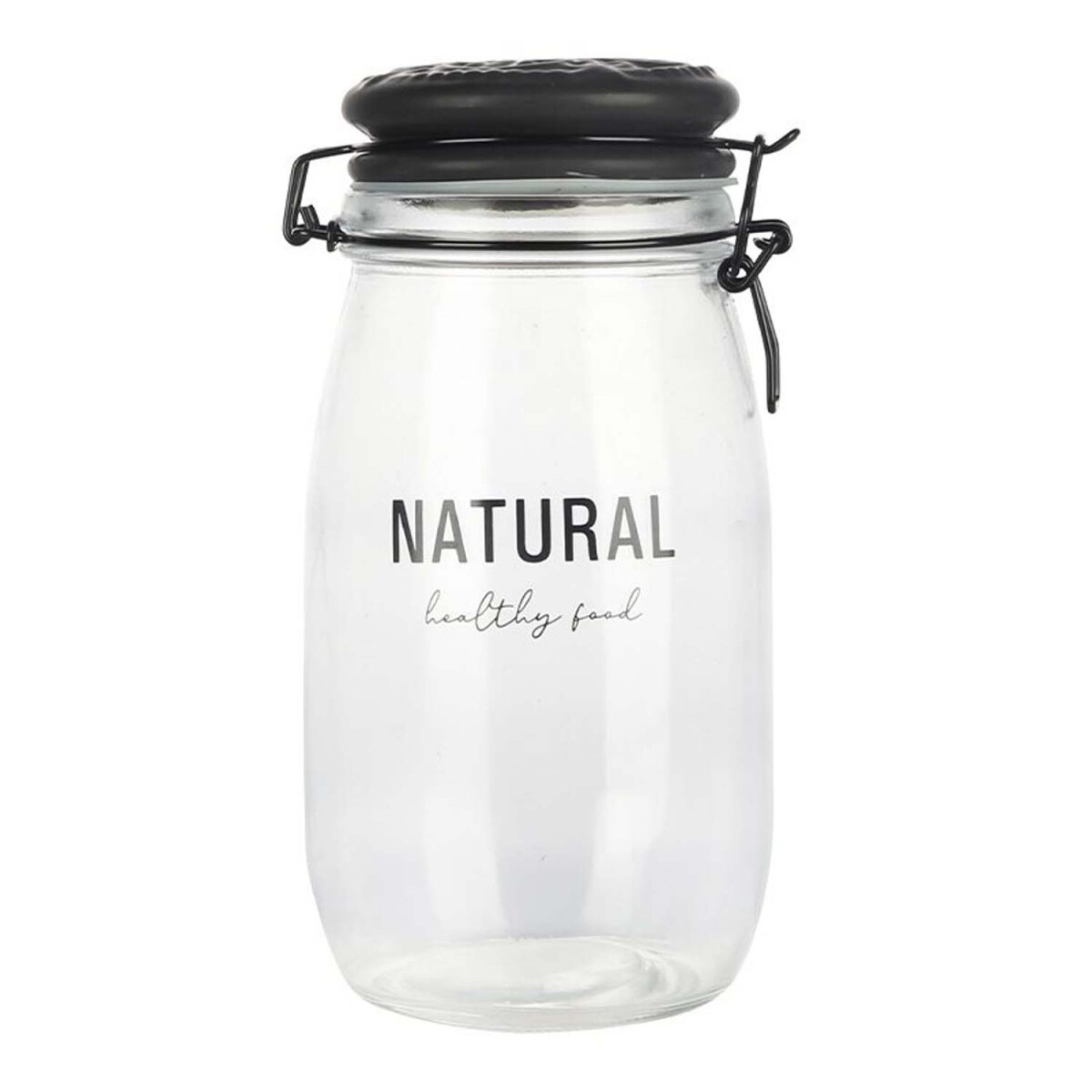 Frasco Recipiente Natural 1.5Lt en Vidrio y Tapa Cerámica - Negro 