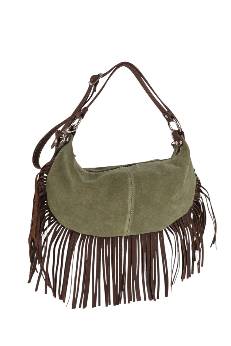 Cartera con flecos verde