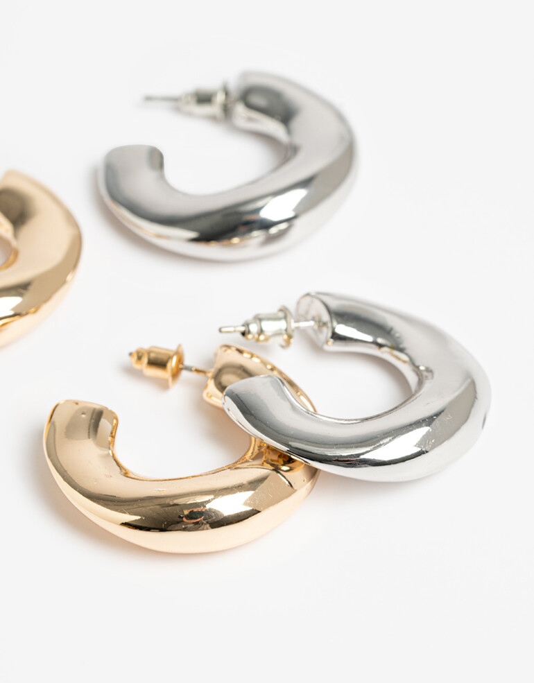 Aros Argollas Set Metal Aros Argolla Set Metal Biplating - Dorado