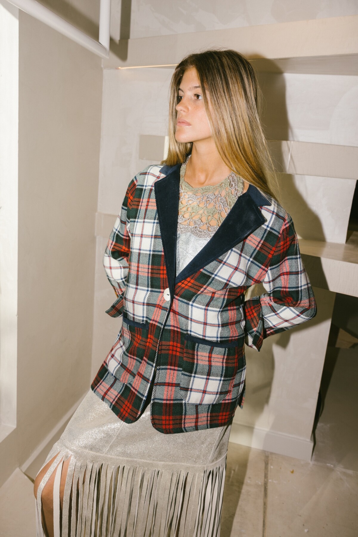 School Blazer Cuadrille Blanco/rojo