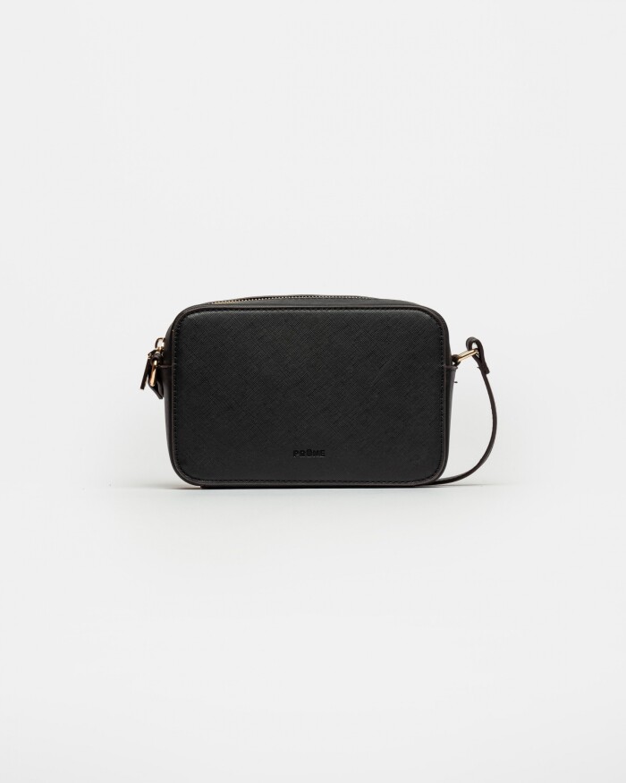 Mini Bag Lane En Efecto Cuero Zaffiano Negro