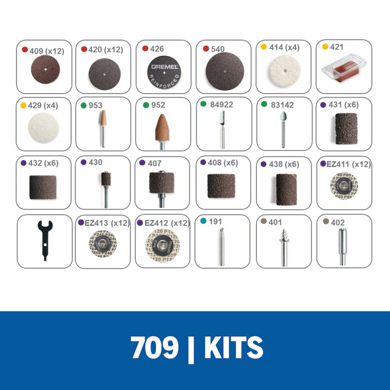 Kit de accesorios de Minitorno Dremel 110 Piezas (Modelo 709) 6 meses / Dremel Unica