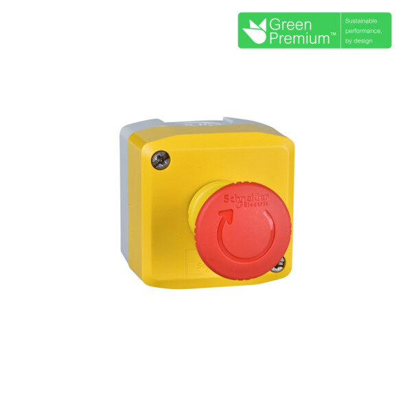 Caja amarilla c/1 puls. hongo rojo c/ret. ø40mm TL5913