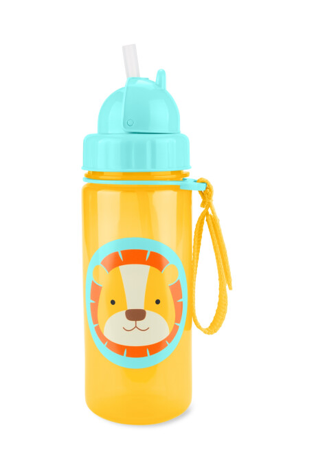 Botella con sorbito, diseño león Botella con sorbito, diseño león