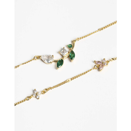 Set De Pulseras Flexibles Con Cubic Zirconia Dorado