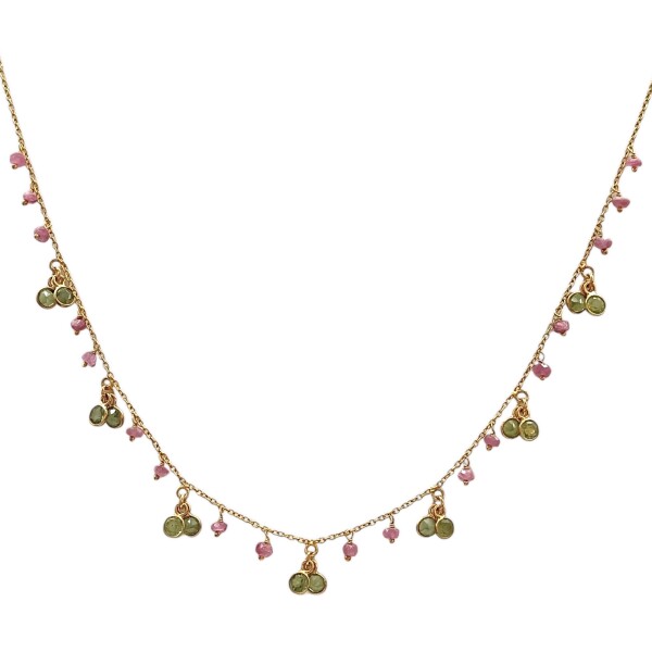 Conjunto Kamadeva-Plata rodinada con micra oro 18k- Piedra Peridoto y Rubí-CJ2003 Conpiedra