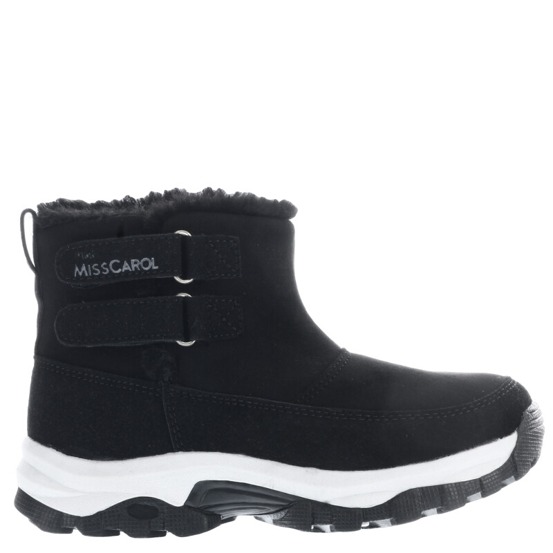 Bota de Niños Mini Miss Carol HOLY con doble velcro en lateral y peluche adentro Negro