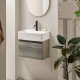 Mueble Baño En Mdf 51X43X14 Color Nogal Con Bacha Blanca Brillo De Loza GAMAS DE MARRON