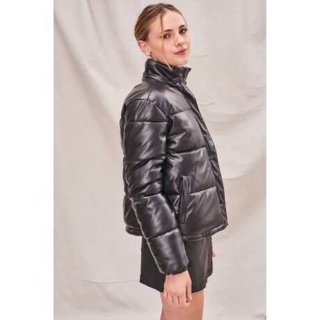 Campera Capitoneada Cuero Vegano Negro