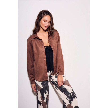 Camisa Gamuza Cuero Vegano Chocolate