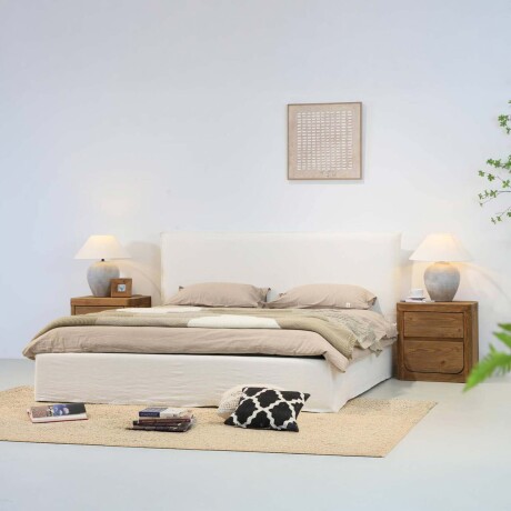 CAMA QUEEN TELA-Y-MADERA BLANCO ARTEMISA