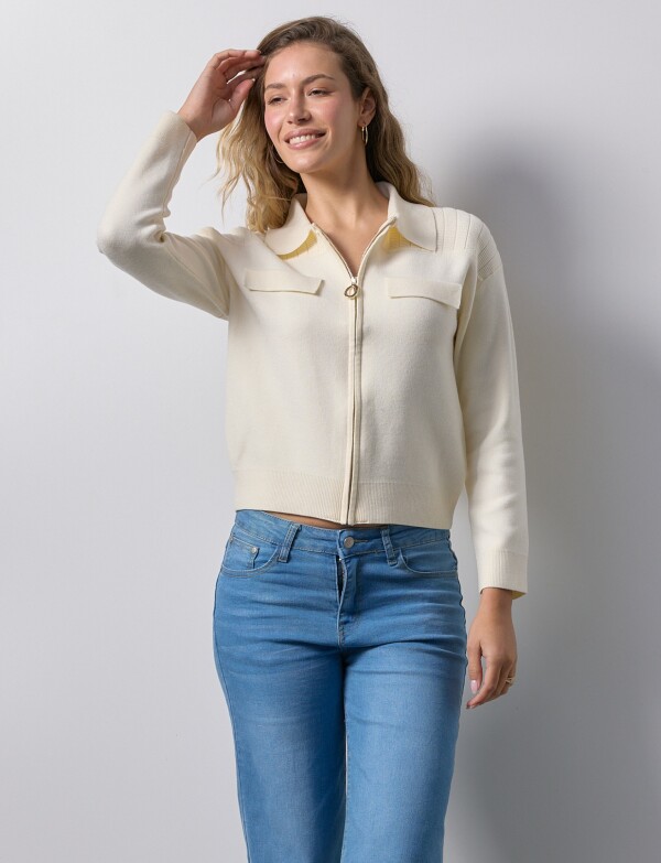Cardigan Zip BEIGE CLARO