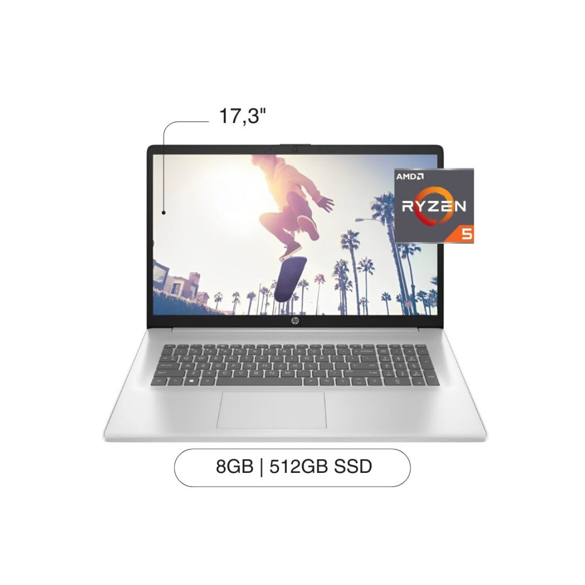 Notebook HP 17-CP2025DX 17,3' FHD 512GB / 8GB RAM R5-7520U W11 - Silver 