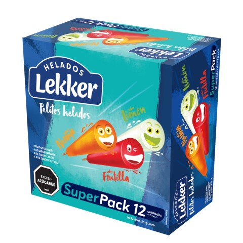 PACK x12 PALITO AGUA LEKKER 50 CC ( LIMON x 4 + FRUTILLA x 4 + NARANJA x 4 ) Pack X12 Palito Agua Lekker 50 Cc ( Limon X 4 + Frutilla X 4 + Naranja X 4 )