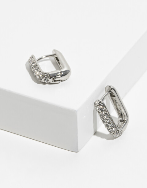 Aros Argollas Metal Argollas Ovaladas - Plateado Rodio