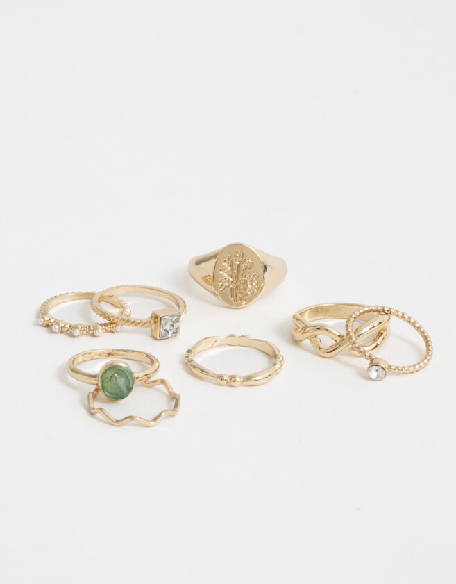 Sets Anillos Sello Set De Anillos Con Sello - Dorado