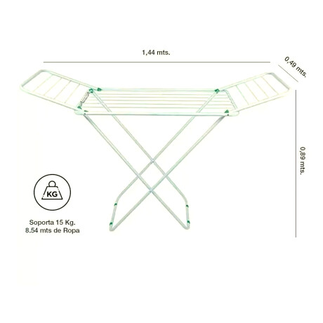 Set Tendedero Extensible Acero 8.54mt + 3 Bolsas p/Lavarropa Blanco
