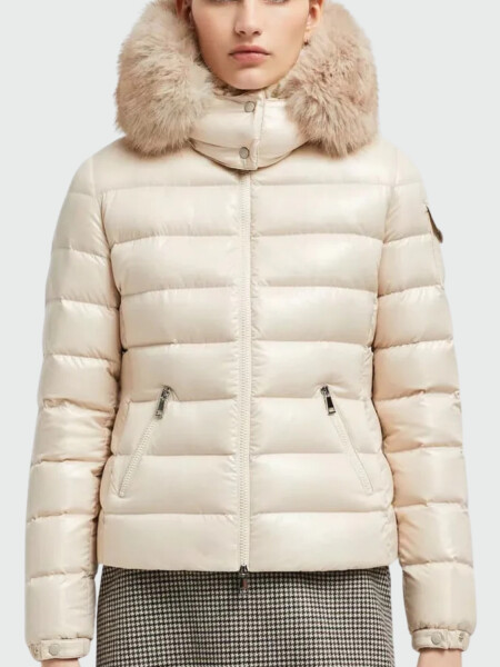 Moncler - Campera rellena de plumas con capucha, Badyf Beige Claro