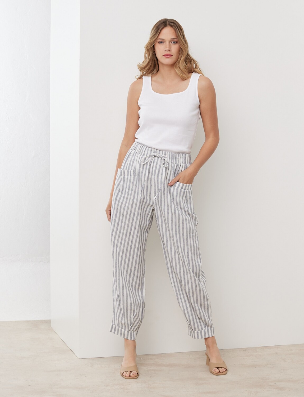 Pantalon Lino - Multi/gris — LA OPERA