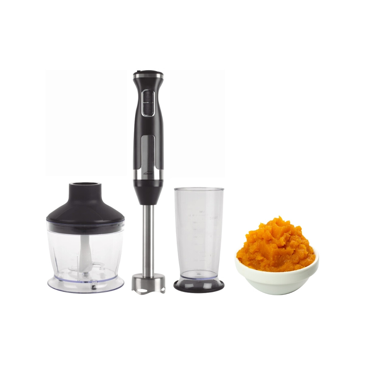 Mixer Eléctrico con Recipiente y Cortador de Acero Inoxidable 