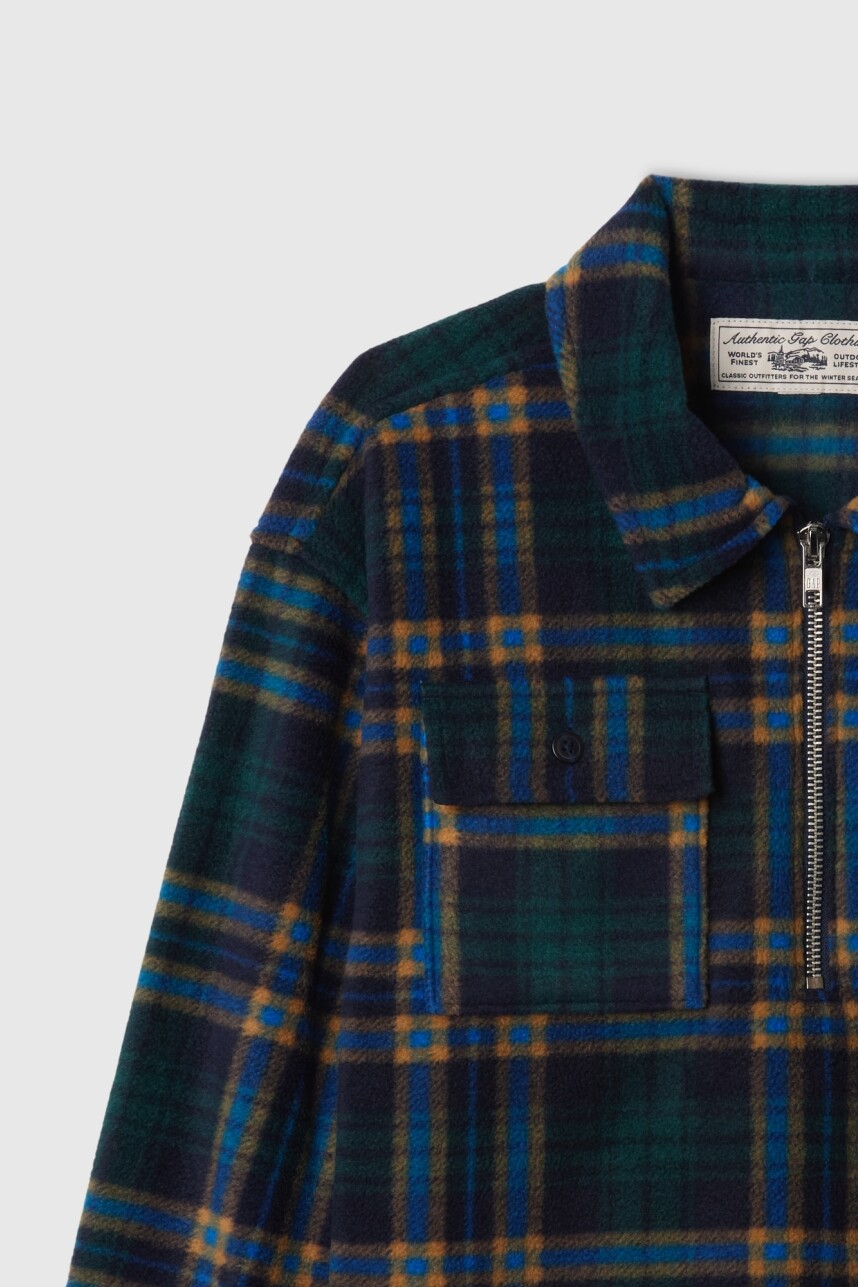 Buzo Medio Cierre Niño Blue/Green Plaid