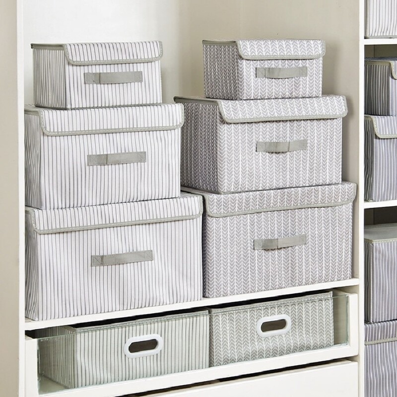 Caja de almacenamiento de tela con tapa Caja de almacenamiento de tela con tapa