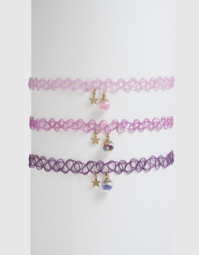 Collares Infantiles Con glitter Set De Collares Tattoo - Dorado