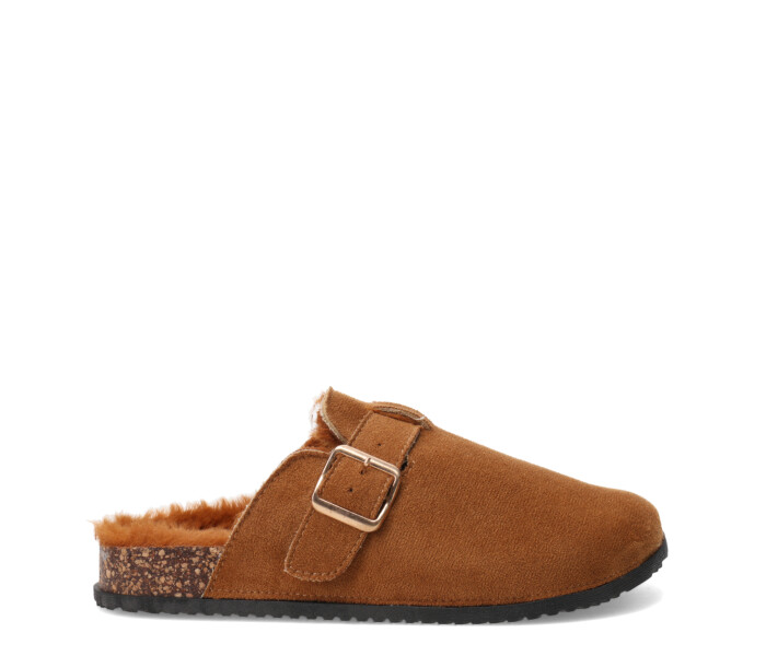 Zuecos de Mujer Miss Carol Lucero Con Interior Peludo Tan