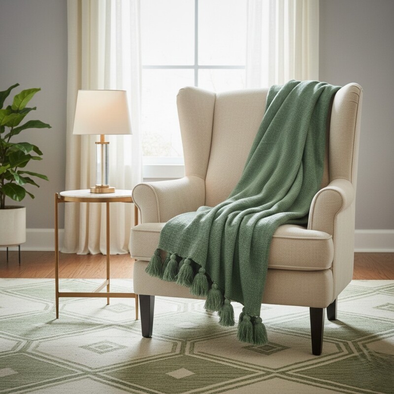 MANTA VERDE C/BROLAS 125X150CM Unica