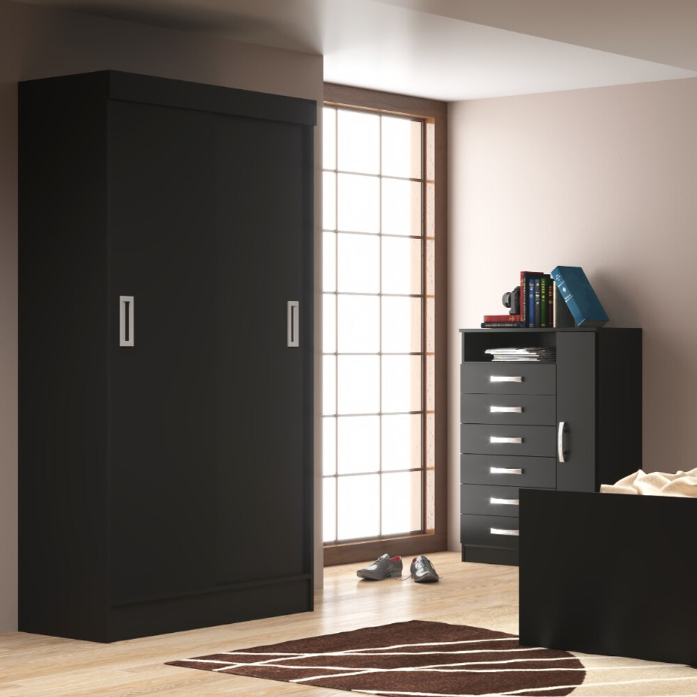Ropero Placard Dormitorio 2 Puertas Corredizas Puerta Correr NEGRO