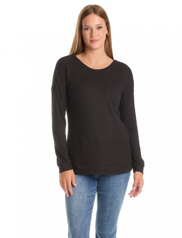 Remera Thermal Ribs NEGRO