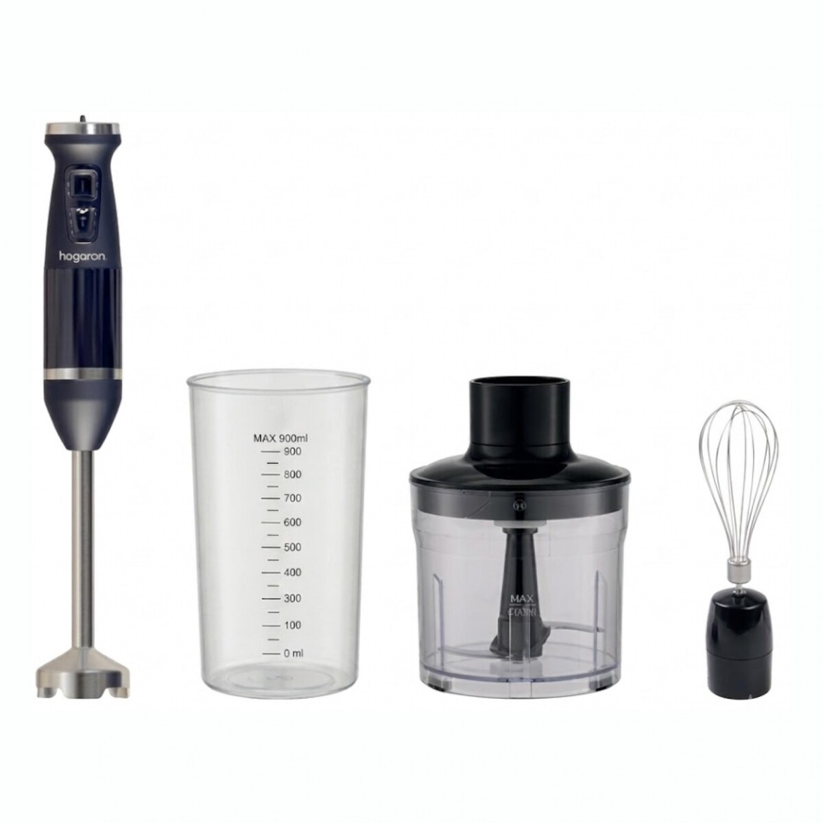Mixer 3 En 1 HOGARON 1000W 5 Velocidades + Turbo Con Picadora, Batidor, Vaso Medidor Y Varilla Acero Inoxidable Desmontable 