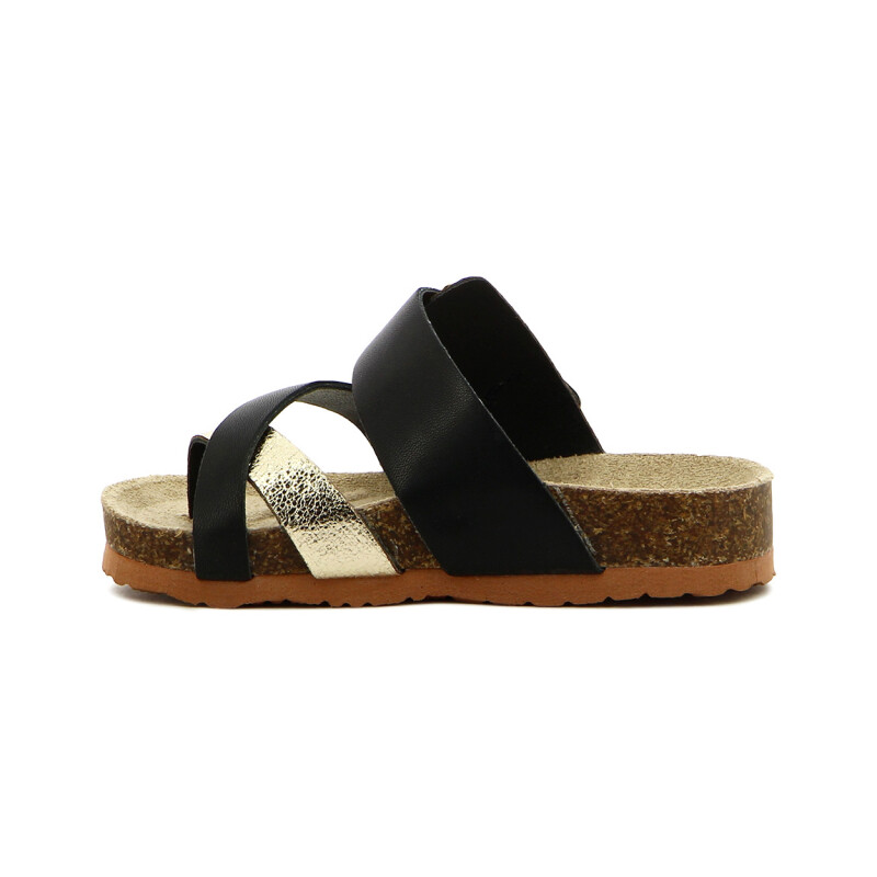 Sandalias Niño Angus Tira Con Hebilla Negro-dorado