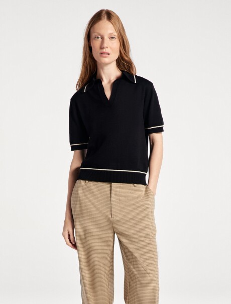 POLO MANGA CORTA EN TEJIDO DE PUNTO NEGRO