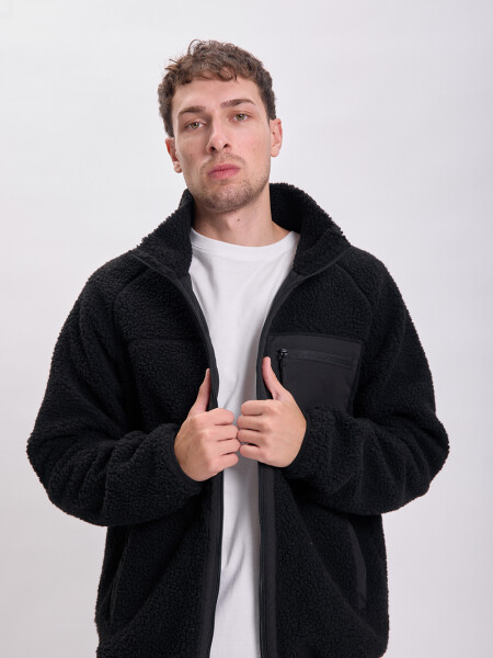 Campera sherpa Negro