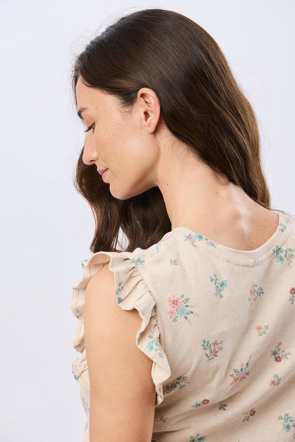 REMERA ESTAMPADA DE ALGODÓN Beige