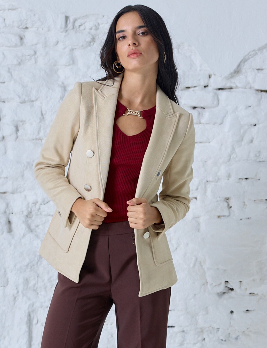 Blazer Botones Brillo - Beige 