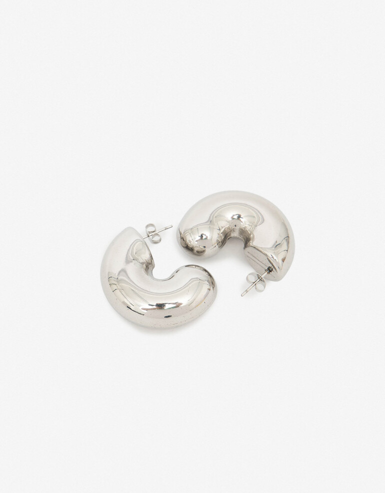 Aros Argollas Metal Aros Argollas De Acero Chunky - Plateado