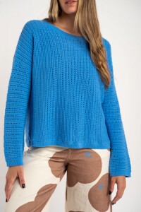 Sweater Texturado Lurex Azul