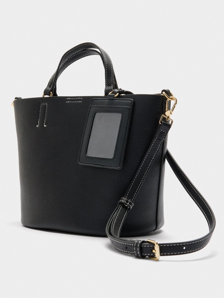 Bolso Tote Con Colgante negro