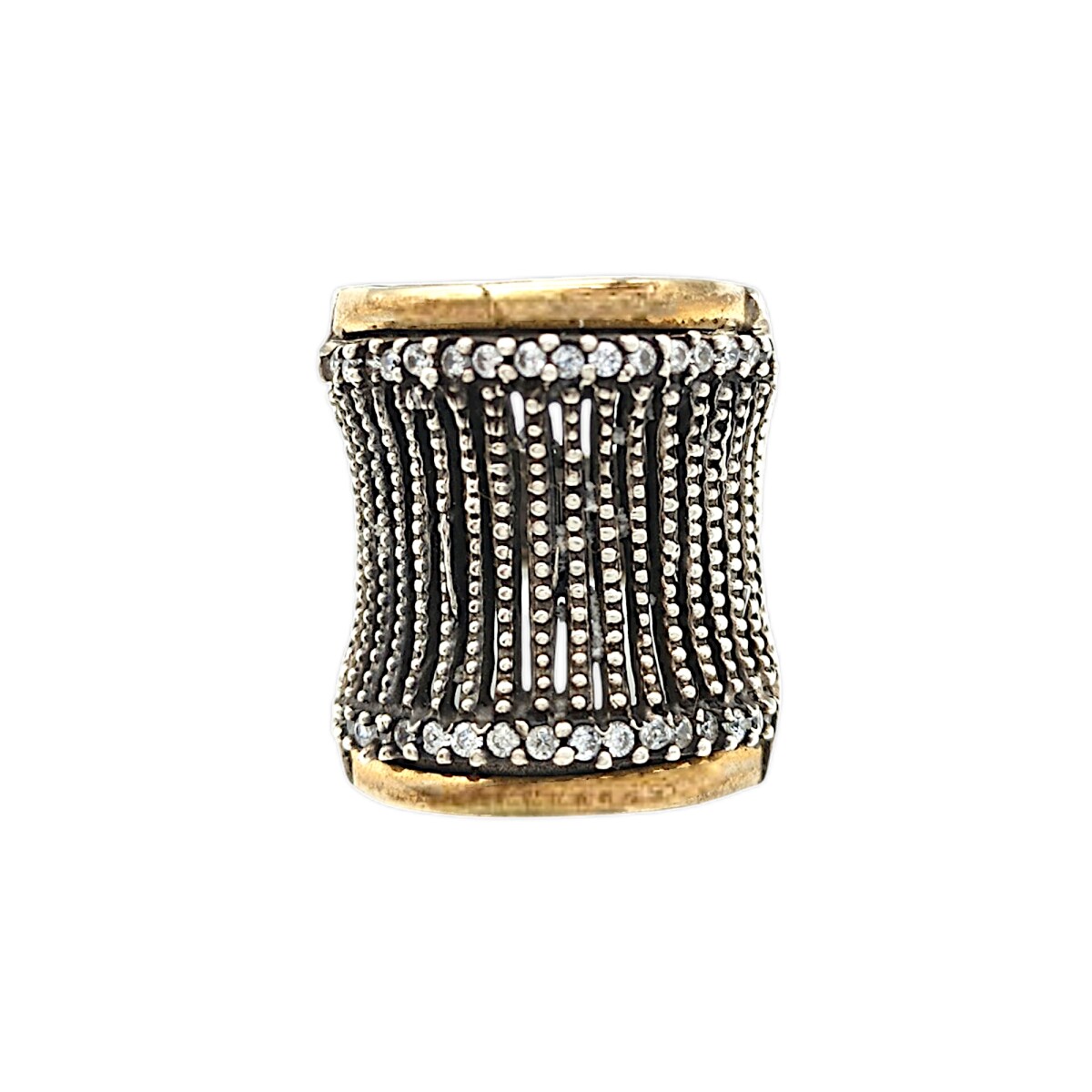 Anillo Calado-Plata y Oro-Piedra Zirconia-AN5401 - conpiedra 