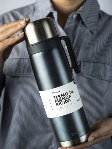 Termo 1Lt. Premium Manija Rigida Azul Metalizado