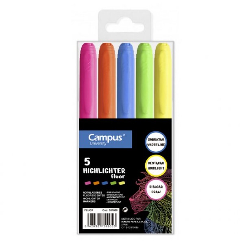 Resaltador Fino Campus Caja x5 Colores #Resaltador Fino Campus Caja X 5 Colores