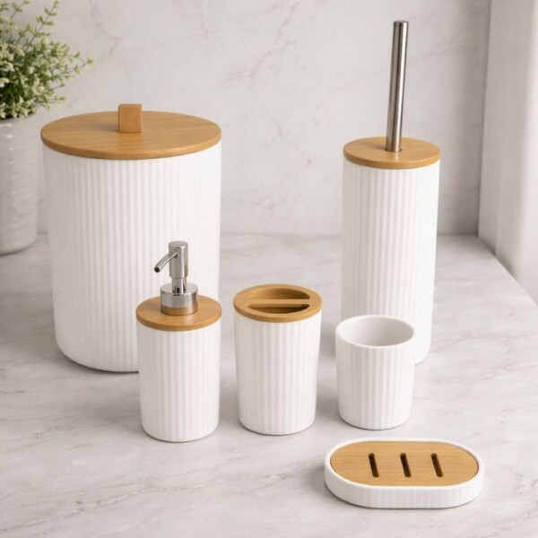 SET DE ACCESORIOS PARA BAÑO 6 PIEZAS - BLANCO SET DE ACCESORIOS PARA BAÑO 6 PIEZAS - BLANCO