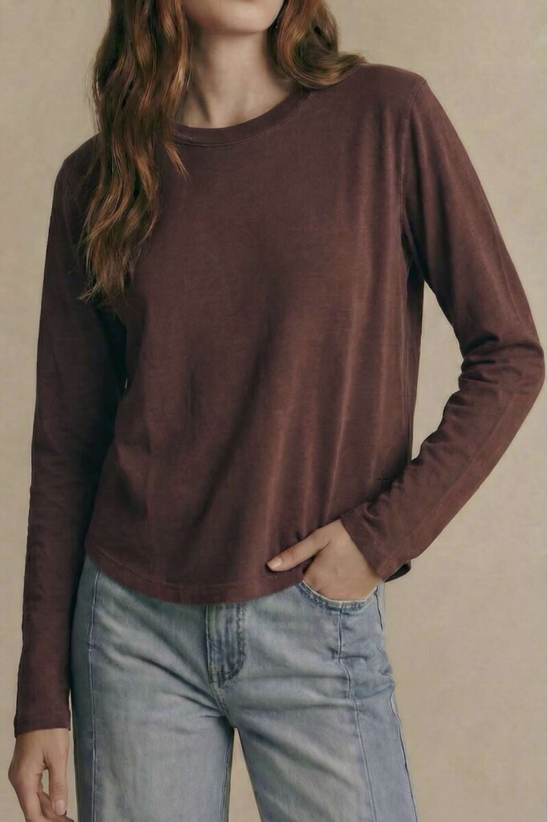 Remera Algodon Lavado - Marron 