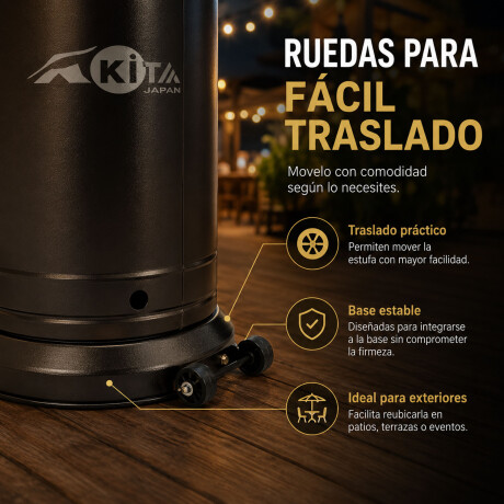 Estufa Tipo Hongo Exterior Gas 13Kg 60m² Calefacción Patio Negro