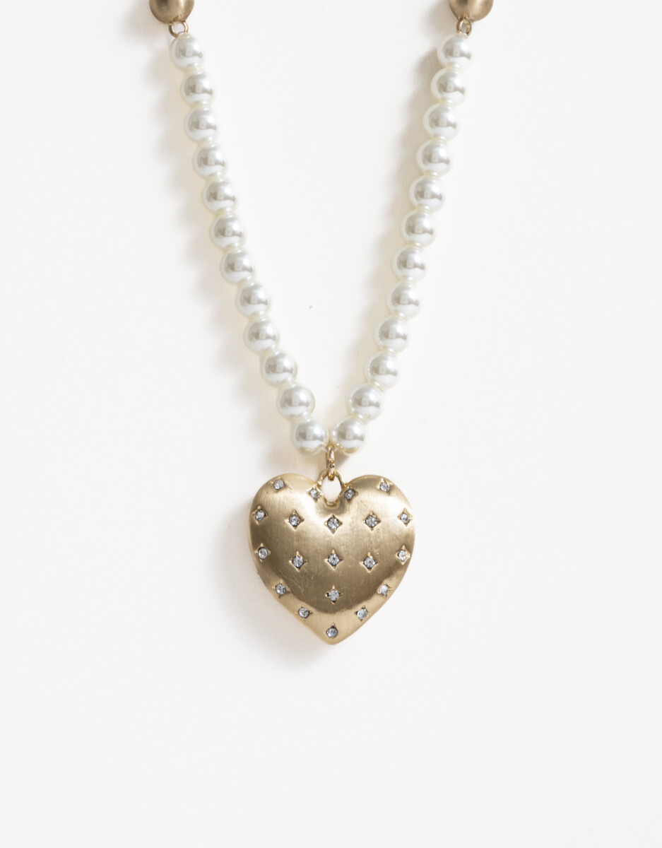 Collar Largo Con Corazón Brushed 