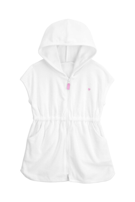 Bata de algodón terry, con capucha, blanca. Talles 3-24M Bata de algodón terry, con capucha, blanca. Talles 3-24M