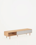 Mueble TV Anielle 2 puertas de madera maciza y chapa de fresno 180 x 41 cm Mueble TV Anielle 2 puertas de madera maciza y chapa de fresno 180 x 41 cm