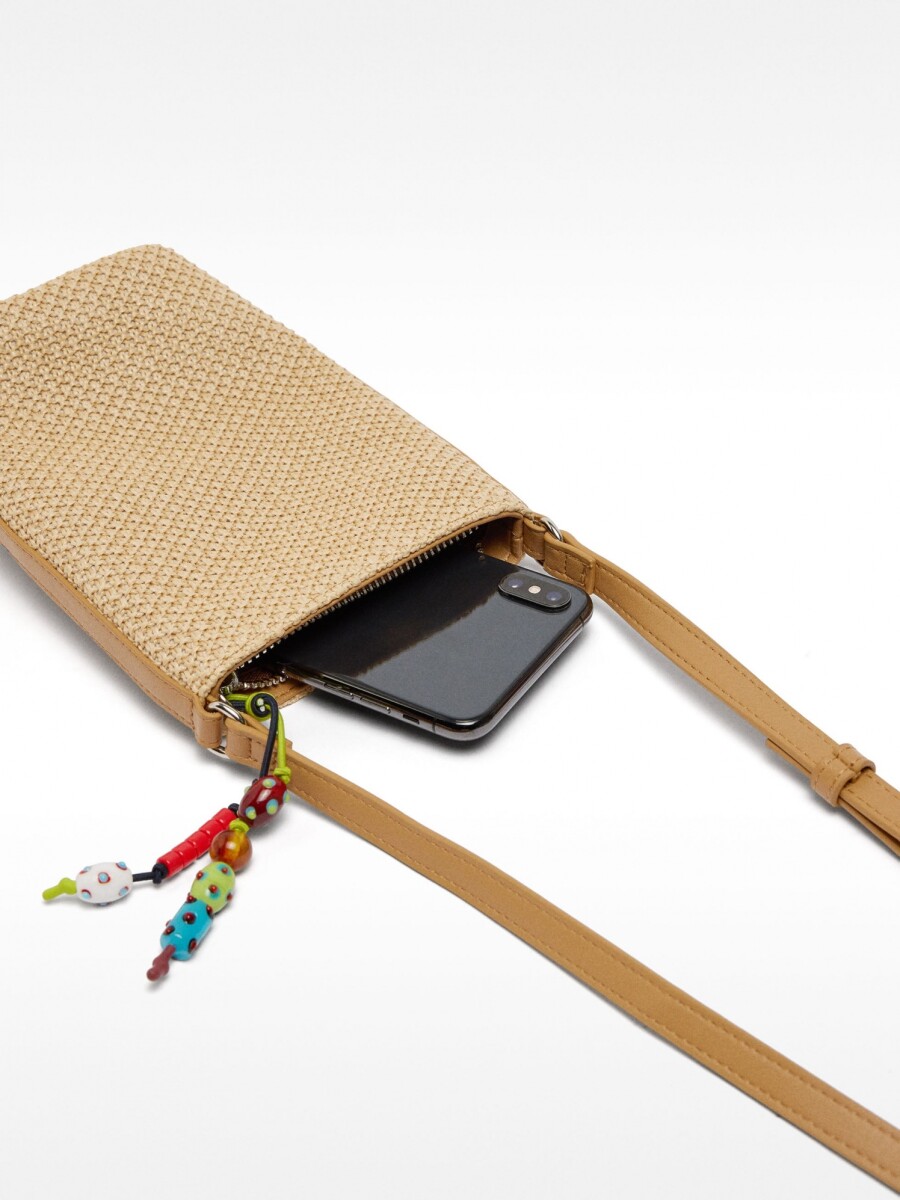 Bolso Para Móvil Efecto Rafia beige